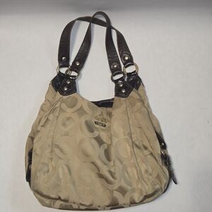 Coach Tan and Dark Brown Handbag